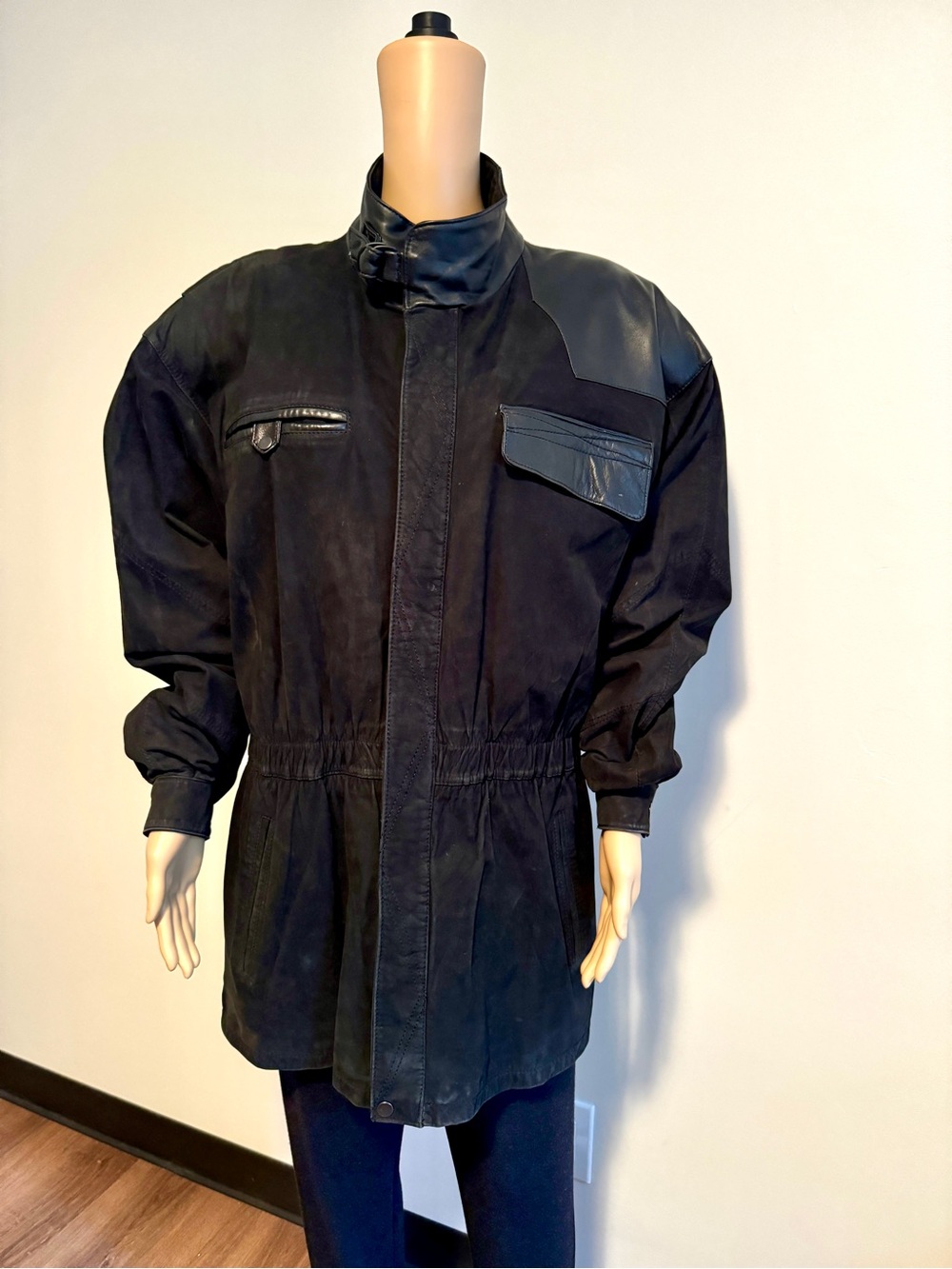 Claude Montana style 80s vintage Black Suede Peplum Jacket L